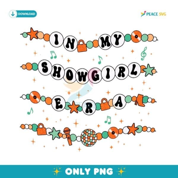 Taylor Swift Showgirl Era Friendship Bracelet PNG
