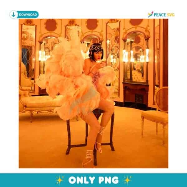 Taylor Swift The Life Of A Showgirl Feather Costume Glamour Poster PNG