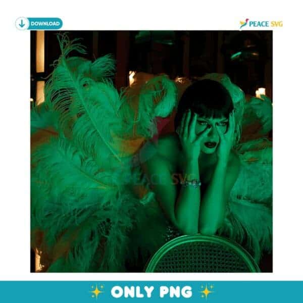 Taylor Swift The Life Of A Showgirl Green Feather Glam Poster PNG
