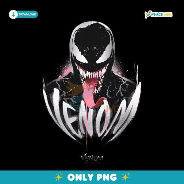 Venom Tongue Out Grunge Marvel Antihero PNG