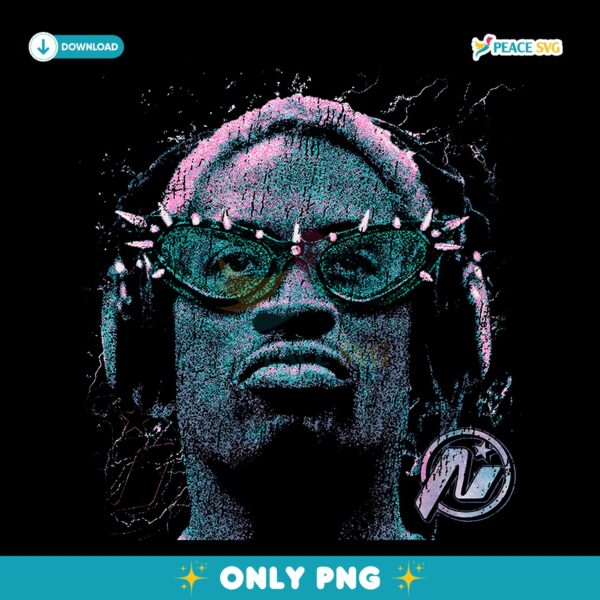 Vintage Dennis Rodman Headphones And Shades Graphic PNG