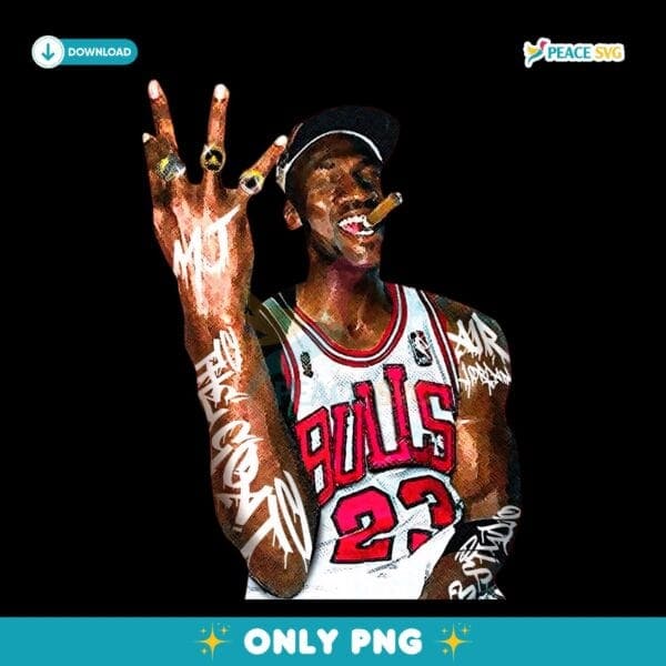 Vintage Michael Jordan Graffiti Style Champion PNG