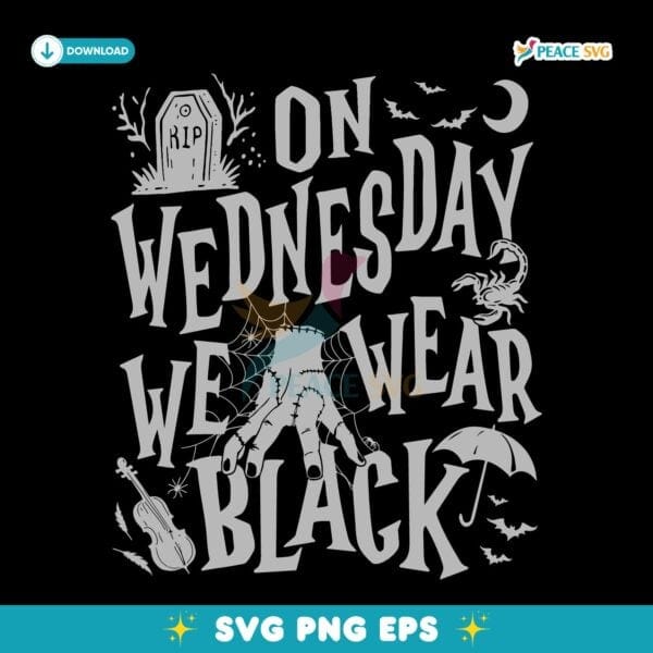 Wednesday Addams On Wednesdays We Wear Black Vintage Halloween SVG
