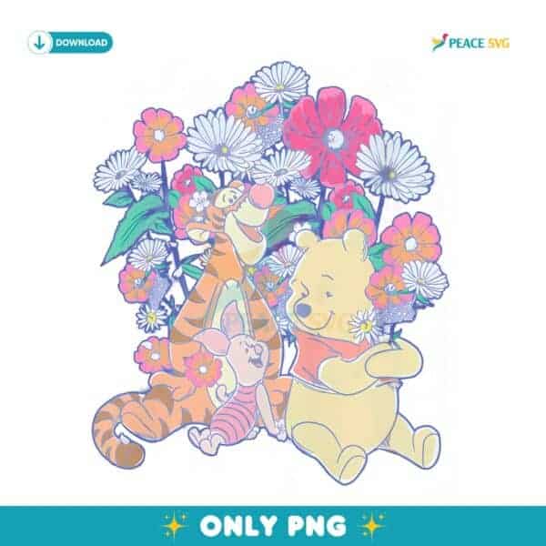 Winnie The Pooh And Friends Floral PNG