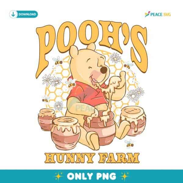 Winnie The Pooh Hunny Farm Vintage Disney PNG