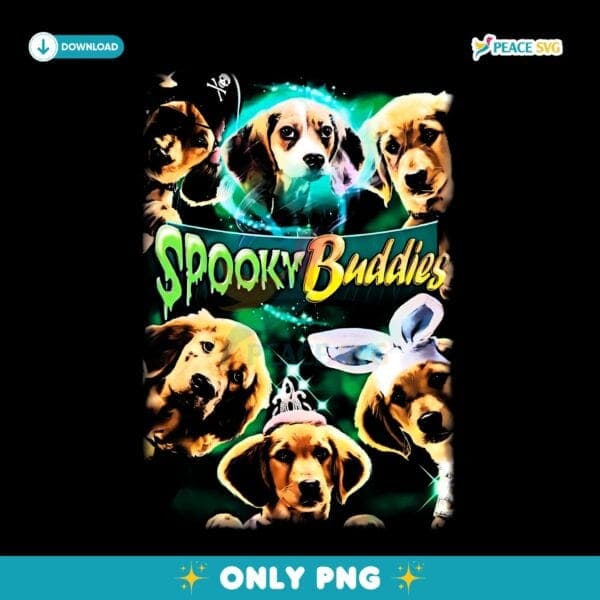 Disney Spooky Buddies Halloween Puppies Glow Green Vintage Movie PNG