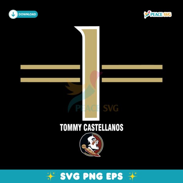 Fsu Football Tommy Castellanos 1 Stripe Florida State Seminoles SVG
