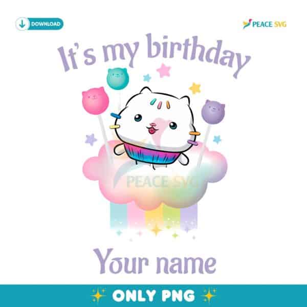 Gabbys Dollhouse The Movie Personalized Birthday Cat Cupcake PNG