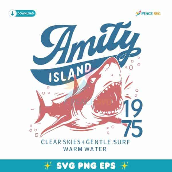 Jaws Amity Island 1975 Retro Shark Attack Vintage SVG