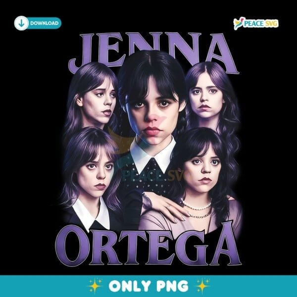 Jenna Ortega Wednesday Addams Season 2 Themed Graphic PNG
