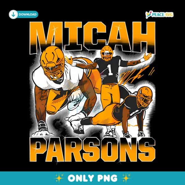 Micah Parsons Masterpiece Shirt Football Player Graphic PNG
