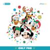 Mickey And Friends Christmas Faces Santa Hats Snowflakes Lights PNG