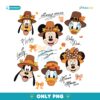 Mickey And Friends Thanksgiving Pilgrim Hats Autumn Pumpkin Leaves PNG