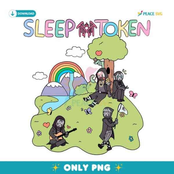 Sleep Token Band Themed Fun Cartoon PNG