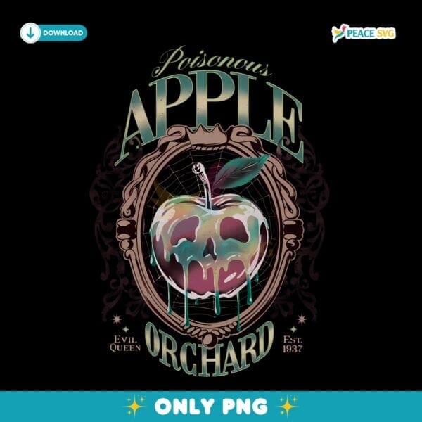 Snow White Evil Queen Poison Apple Orchard Vintage PNG