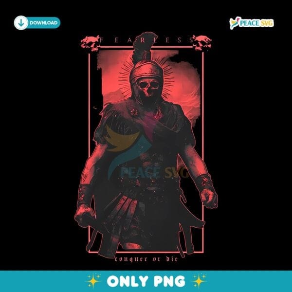 Spartan Warrior Fearless Conquer Or Die Skull Soldier PNG