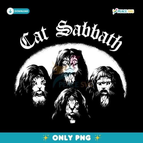 Vintage Cat Sabbath Parody Black Sabbath Band Cats PNG