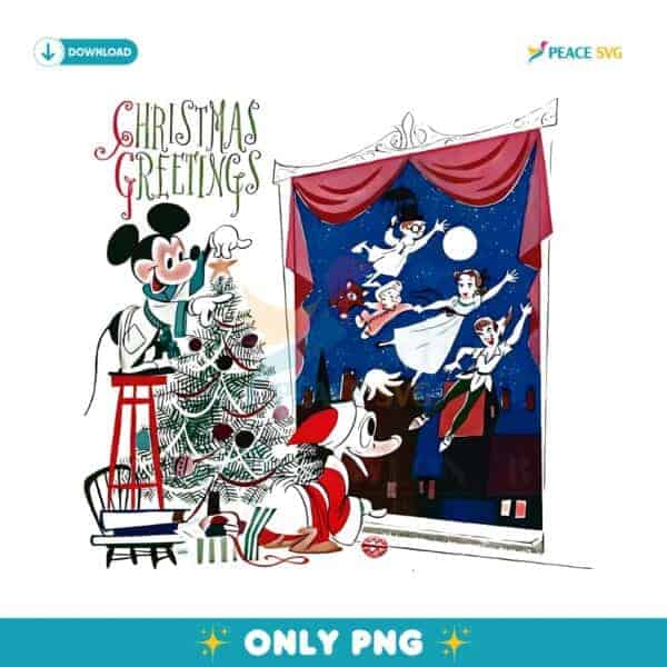 Vintage Disney Christmas Mickey Donald Duck Peter Pan PNG