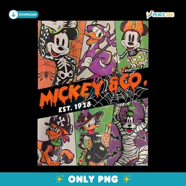 Vintage Disney Mickey And Friends Halloween Mickey And Co 1928 PNG
