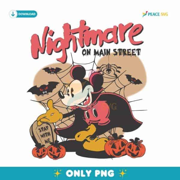 Vintage Disney Mickey Mouse Nightmare On Main Street Halloween Pumpkin PNG