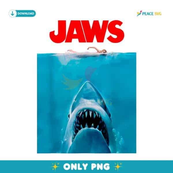 Vintage Jaws Movie Poster Shark Attack Classic PNG