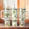 Whimsical Winnie the Pooh themed tumbler with woodland illustrations.