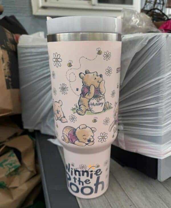 Cute bear and honey jar design for peace-themed apparel.