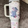 Cute donkey with butterfly design on insulated tumbler.