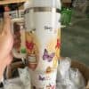 Cute honey bear with bees and butterflies design for drinks.