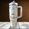 Insulated Disney Stitch water bottle featuring Stitch graphic and tropical leaves.