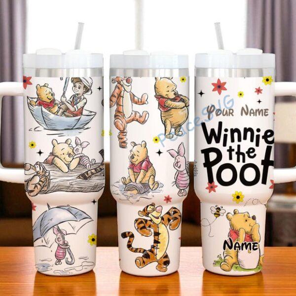 Alternative view of Custom Winnie the Pooh 40oz Tumbler with Handle Bear Cub Pooh Christmas Gift Tumbler