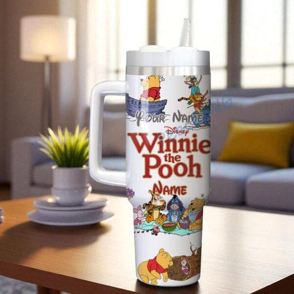 Personalized Winnie the Pooh 40oz Tumbler with Handle Original Pooh Bear Cup Christmas Gift Tumbler