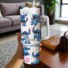 Custom Blue Alien 40oz Tumbler Cup Personalized Name Stitch Cup Cute Girls Gift Tumbler - Image 4
