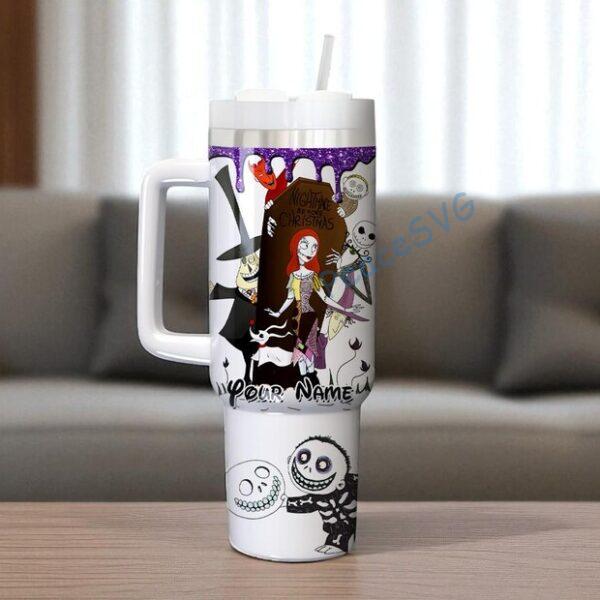 Alternative view of Custom Nightmare Before Christmas 40oz Tumbler Jack and Sally Insulated Cup Horror Movie Halloween Gift