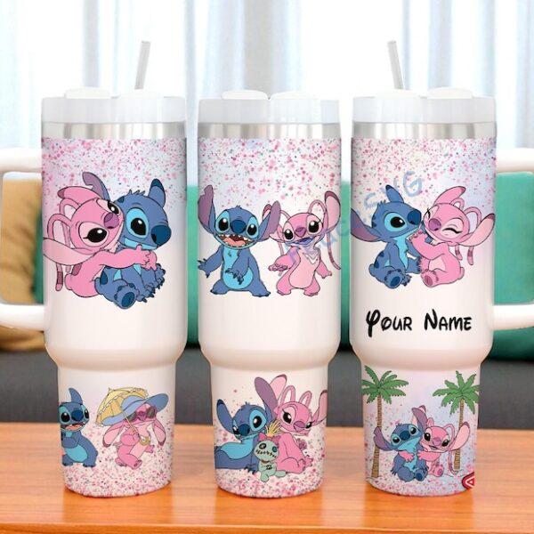 Alternative view of Personalized Disney Angel 40oz Tumbler Stitch and Angel Cup Lilo and Stitch Cartoon Tumbler Couple Gift