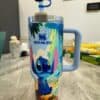 Vibrant Stitch and Lilo themed Peace SVG mug for kids.