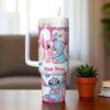 Personalized  Lilo And Stitch Tumbler 40oz, Stitch And Angel Tumbler, Lilo And Stitch Tumbler, Angel Tumbler, Disney Cartoon Tumbler