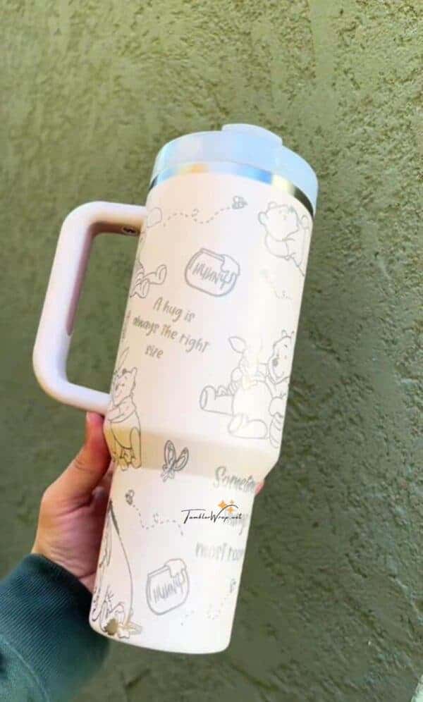 Cute peace sign mug with adorable animal illustrations and calming quotes.