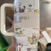 Cute animal illustrations on water bottle wrap.