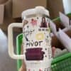 Vivid mug featuring playful quotes and colorful illustrations, perfect for home or office.