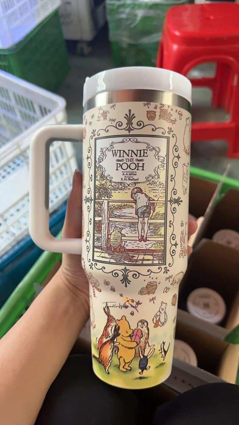 Creative Winnie the Pooh-themed tumbler with Disney characters.