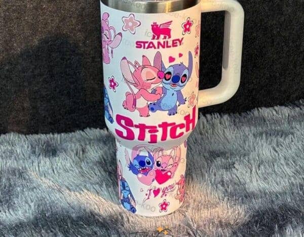 Colorful Stitch and friends coffee mug design.