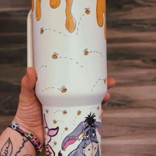 Colorful tumbler with honey dripping and bee illustrations, perfect for Peace SVG collection.