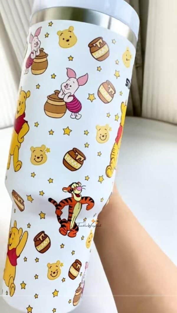 Brighten your day with Winnie the Pooh and friends on a fun, colorful tumbler.