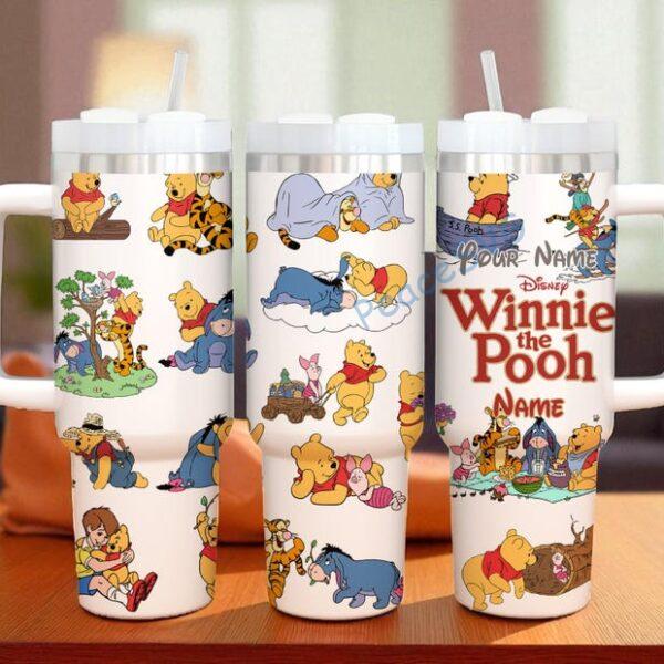 Alternative view of Personalized Winnie the Pooh 40oz Tumbler with Handle Original Pooh Bear Cup Christmas Gift Tumbler