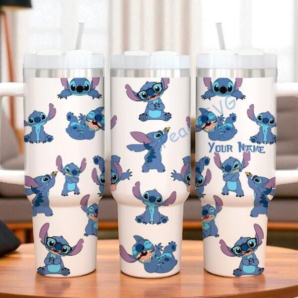 Alternative view of Custom Blue Alien 40oz Tumbler Cup Personalized Name Cup Cute Disney Inspired Girls Gift Stainless Steel Tumbler