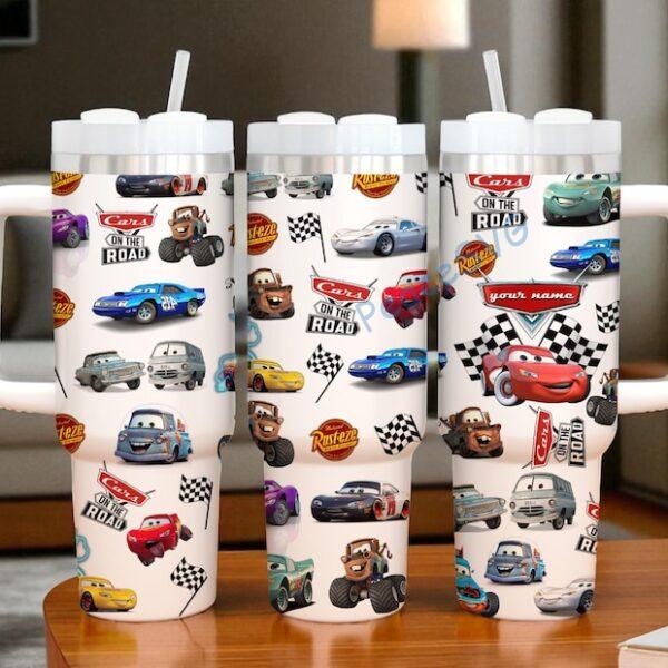 Alternative view of Lightning McQueen Tumbler: Custom Rusteze Cars Coffee Cup 40oz