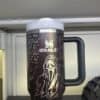 Stylish Halloween mug with Ghostface design and Stanley logo.