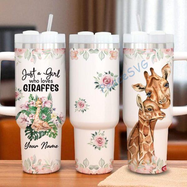 Alternative view of Custom Personalized Giraffe 40oz Tumbler With Handle & Straw