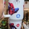Spider and web design on superhero mug.